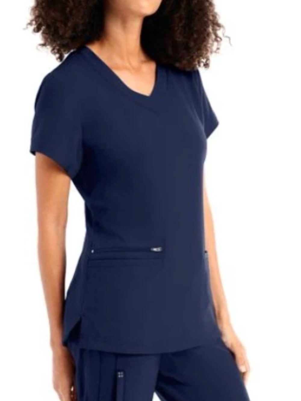 WHITE CROSS VIBE CRFT 3 PKT V-Neck Scrub Top in Navy Size Large